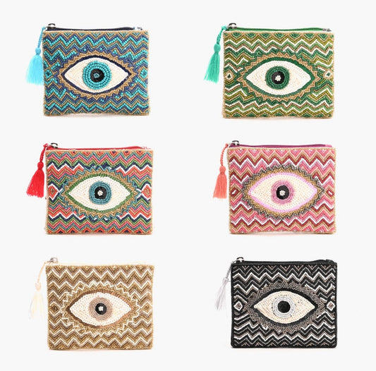 Embellished Evil Eye Coin Bag