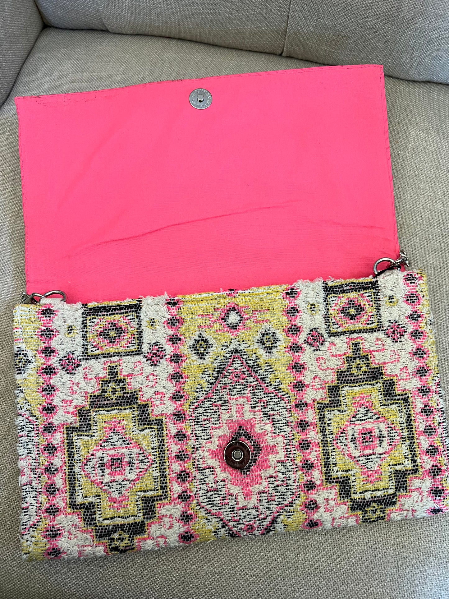 Pink Aztec Embellished Clutch